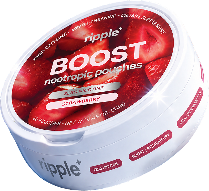 ripple+ Boost strawberry nootropic pouch can
