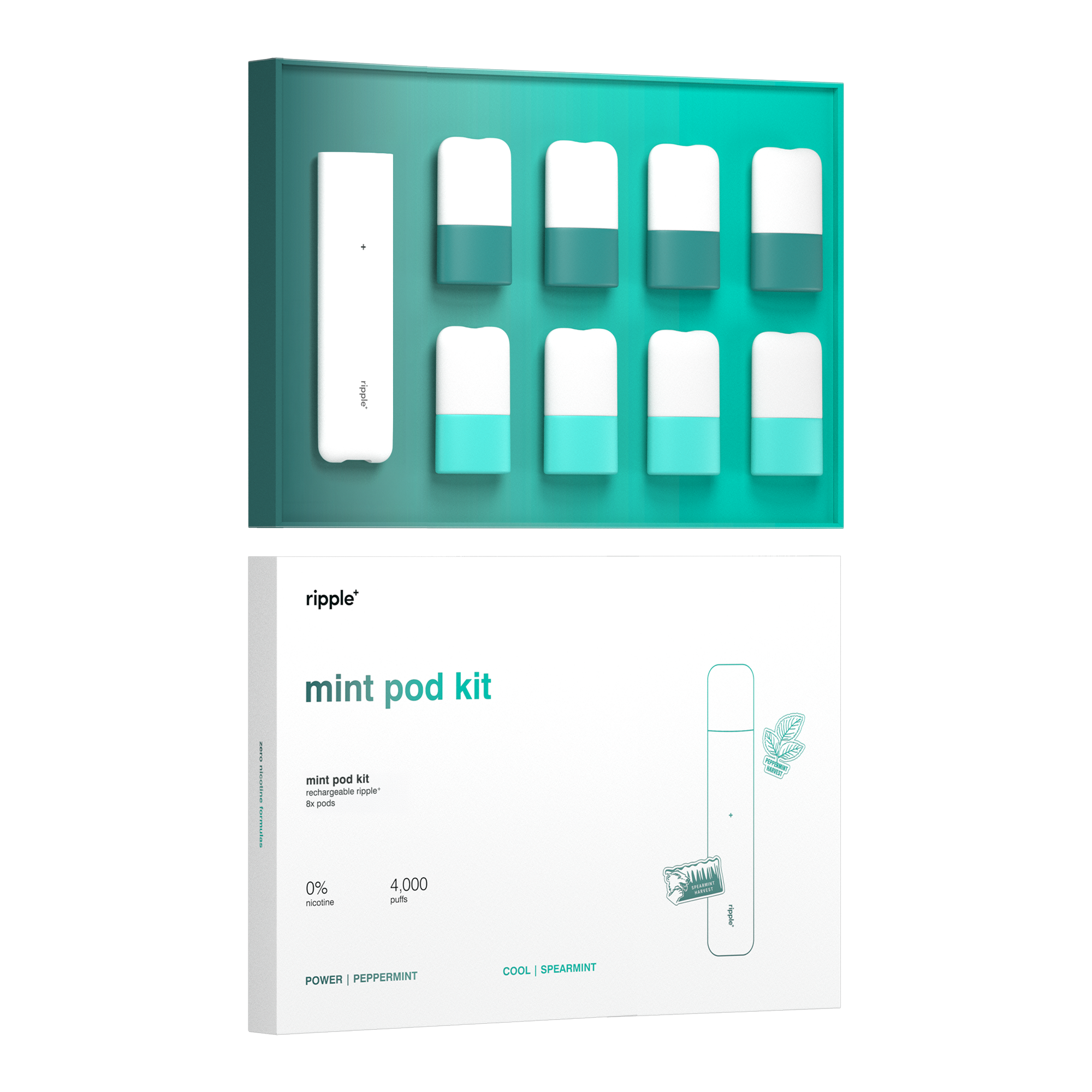 mint vape pods POD KIT | Rechargeable Aroma Diffusers 1.0Ohms Add Nicotine Shots:2 each (3mg) Best Vape Pod Kit: